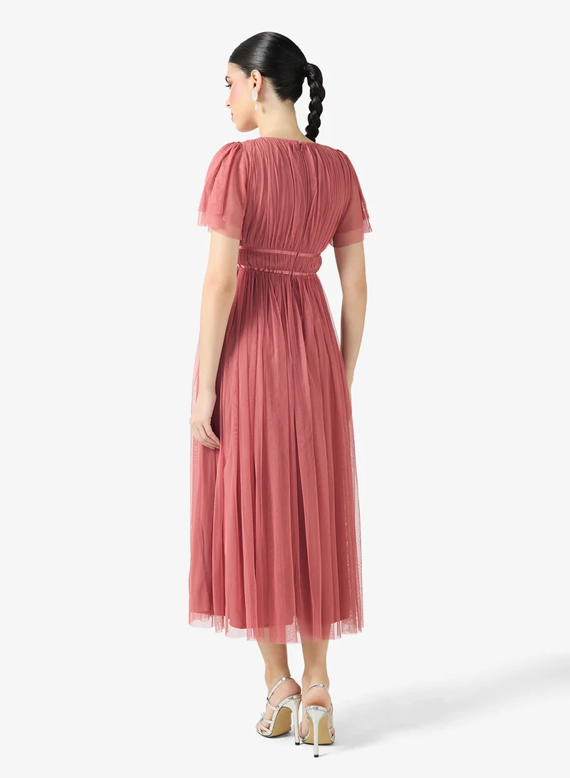 Anaya With Love Ribbon Detail Tulle Midi Dress